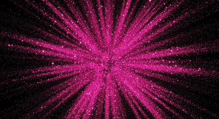 Dynamic burst of shimmering fuchsia dust creating a spectacular luminous effect