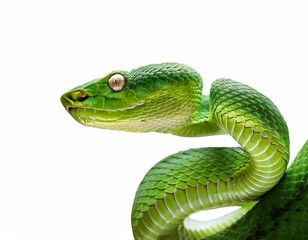 Fototapeta premium green snake viper isolated on white or transparent