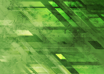 Bright green grunge geometric tech abstract background. Vector retro old stone texture graphic design © saicle