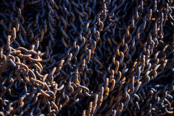 Rusty Heavy Chain Close-Up Texture Background