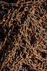 Rusty Heavy Chain Close-Up Texture Background