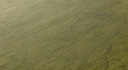 Close up view of a textured surface with subtle golden green hues and brushed patterns