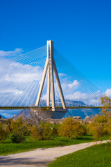 Rio-Antirio Bridge across the Gulf of Corinth Greece Peloponnese Peninsula