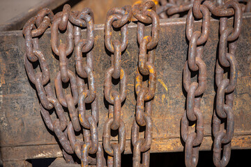 Rusty Heavy Chain Close-Up Texture Background