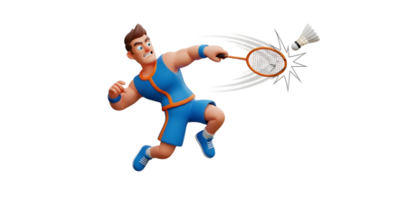 Male badminton player in action silhouette