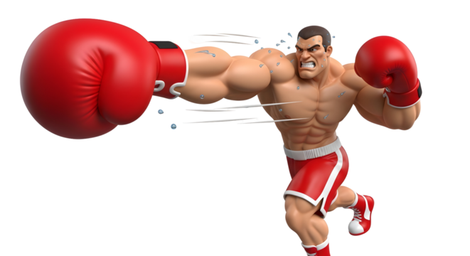 Muscular boxer throwing a powerful punch silhouette