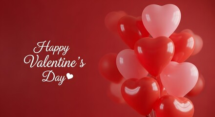 Red and pink heart balloons for valentines day