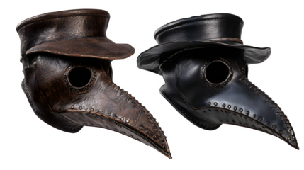 Vintage plague doctor masks evoke historical mystery and medieval drama, perfect for theatrical productions or unique Halloween costumes with an eerie aesthetic