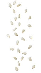 Falling sesame seeds isolated on transparent background