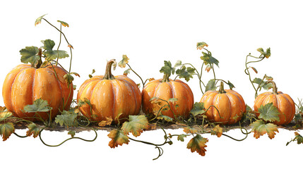 Elegant pumpkins with leafy vines design for autumn celebrations, harvest festivals, and fall decorations; ideal for Thanksgiving and Halloween projects