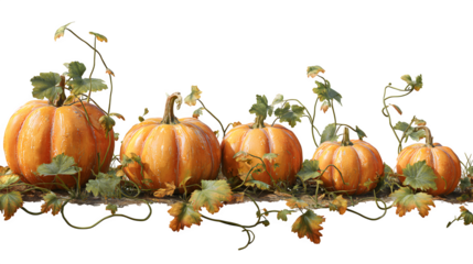 Elegant pumpkins with leafy vines design for autumn celebrations, harvest festivals, and fall decorations; ideal for Thanksgiving and Halloween projects