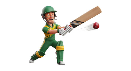 Cartoon cricket player batting silhouette