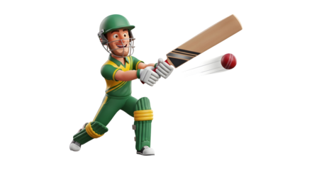 Cartoon cricket player batting silhouette