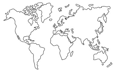 world map linear outline vector