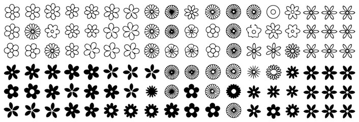 modern flower icon set collection