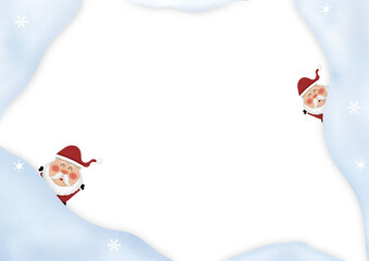 Cute Santa Winter Snowy Frame background 