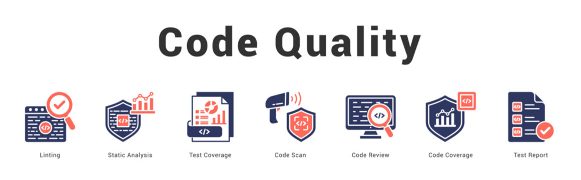 Code Quality Modern and clean web banner illustration featuring thematic icons for visual communication