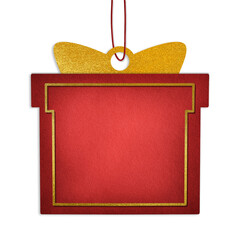 Red Gift Tag With Gold Ribbon badge 
