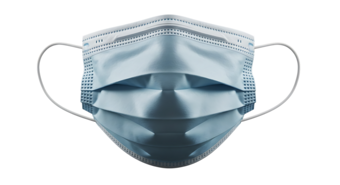 Closeup of a blue surgical mask isolated on transparent background for protection - Powered by Adobe