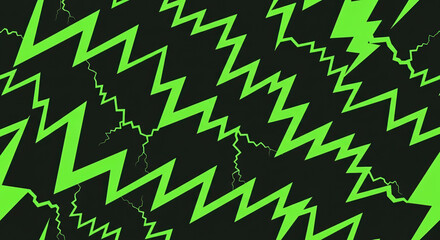 Energetic Green Lightning Bolts Forming a Striking Abstract Pattern