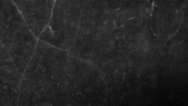 Seamless Loop of Halftone Dot Screen Overlay with Distressed Film Grain and Scratches (Monochrome 4K)