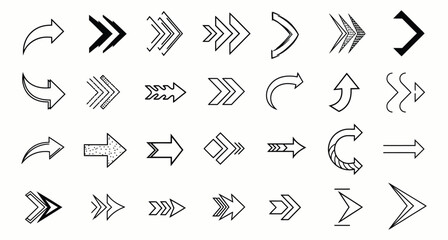 Variety of Arrow Designs Pointing in Different Directions Vector Pack for Design and Illustration Purposes in Modern and Traditional Styles