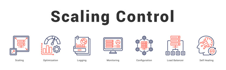 Scaling Control Modern and clean web banner illustration featuring thematic icons for visual communication