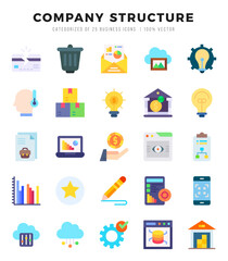Set of Company Structure Icons. Simple Flat art style icons pack. Vector illustration.