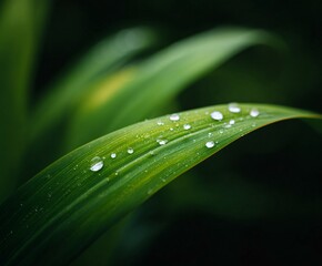 Captivating raindrops on green leaves nature close-up photography tranquil forest setting macro viewpoint