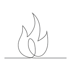 Bonfire One Line Drawing Minimalist Continuous Line Campfire Illustration Art