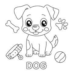 Adorable Happy Puppy Dog Coloring Page Outline