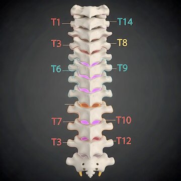 Labeled Diagram of the Thoracic and Lumbar Spine Vertebrae