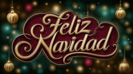 Festive Christmas greeting card featuring elegant Spanish lettering 