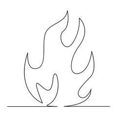Bonfire One Line Drawing Minimalist Continuous Line Campfire Illustration Art