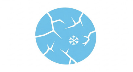 Blue circle icon representing cracked ice or frozen surface with a small white snowflake symbol in the center