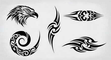 Tribal art designs and eagle head