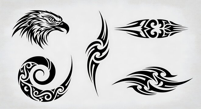Tribal art designs and eagle head