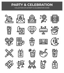 Party & Celebration Icons. 25 Unique Vector Graphics for Events