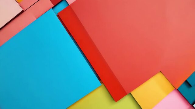 Overlapping colorful paper sheets in abstract pattern