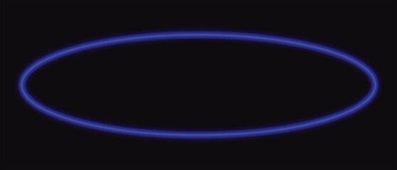 Blue neon bubble on a black 