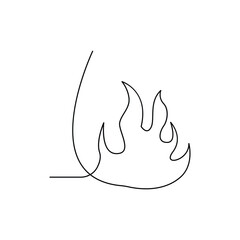 Bonfire One Line Drawing Minimalist Continuous Line Campfire Illustration Art