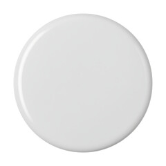 A close-up, minimalist shot of a plain, smooth, circular white button or badge against a stark white background, evoking simplicity and modern design