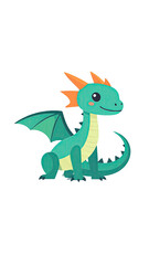 Obraz premium Cute Green Cartoon Dragon Character Illustration for Fantasy Stories.