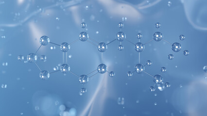 mbdb molecular structure, 3d model molecule, psychoactive agent structural chemical formula view from a microscope