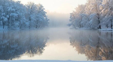 Peaceful Winter River Landscape
