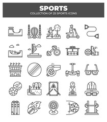Collection of 25 Sports Icons.  A Visual Guide to Various Games and Activities