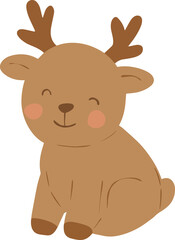 Cute Baby Reindeer Sitting Illustration