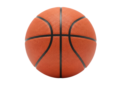 Orange basketball isolated PNG, sports equipment for team games and physical activity on transparent background - Powered by Adobe