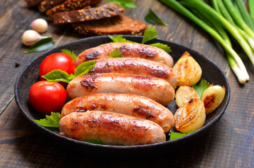 Appetizing barbecue sausages