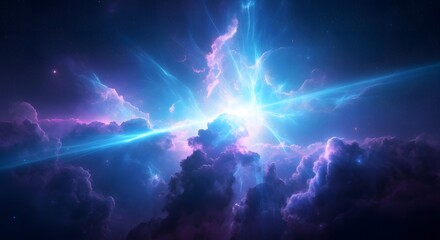  Deep space nebula clouds in vivid blue and purple tones